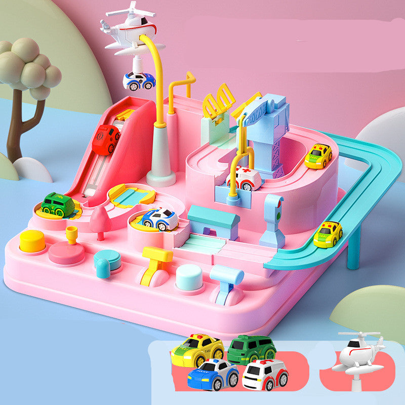 Adventure Parking Lot Car Track โ Interactive Rail Toy Set for Kids