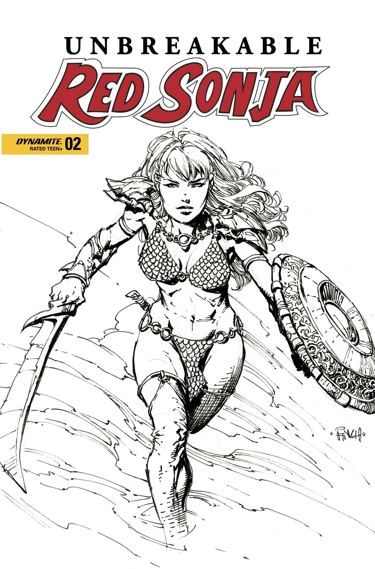 Unbreakable Red Sonja #2 D David Finch B&W Variant (11/23/2022) Dynamite