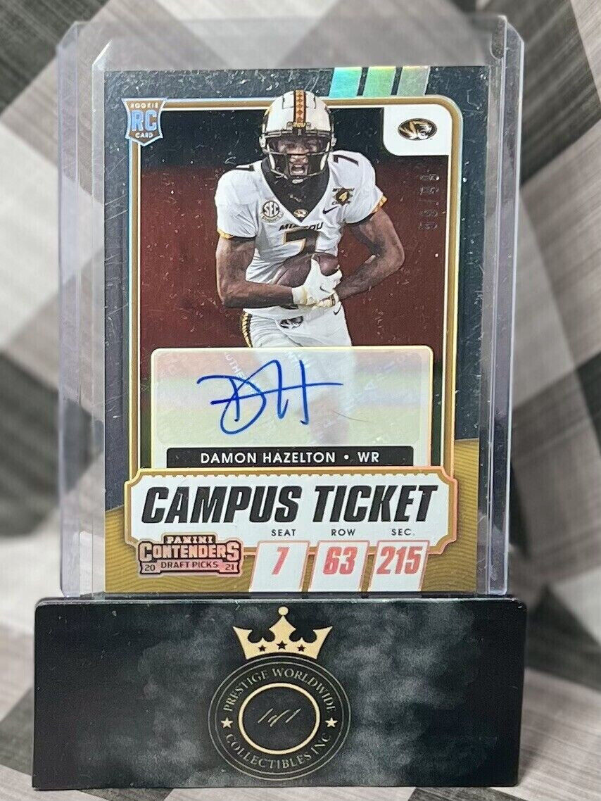 DAMON HAZELTON 2021 Panini Contenders Campus Ticket Auto /99 #301 Texans Missou