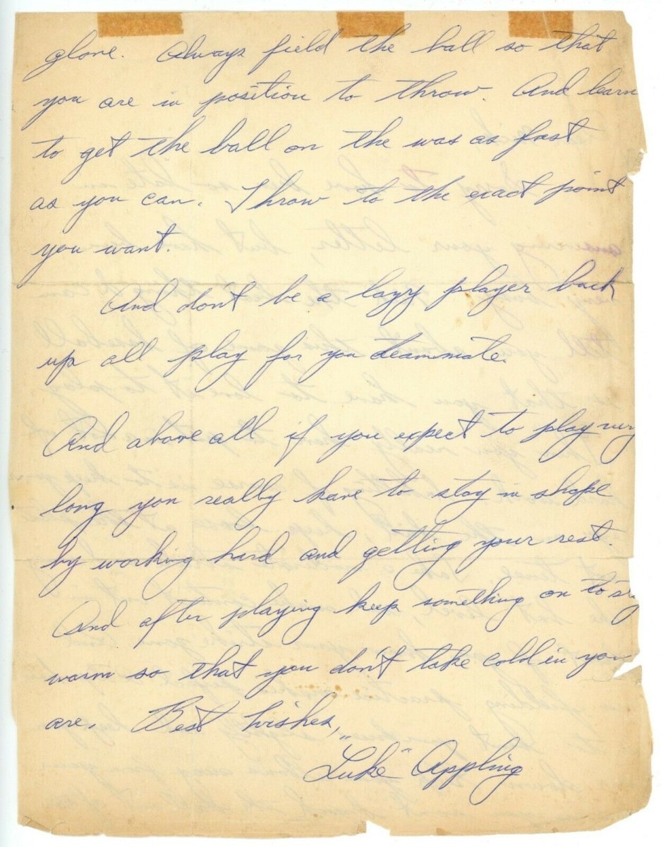 Luke Appling Signed Handwritten Autographed Letter JSA