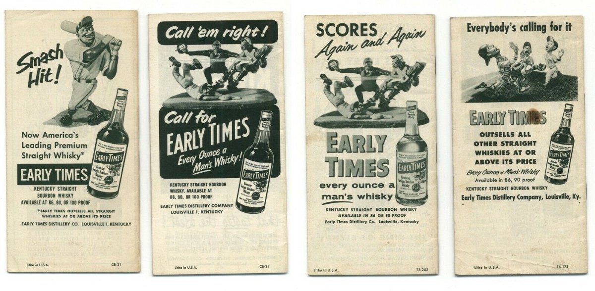 Lot of 4 Brown Formans Baseball Schedule 1952 1953 1954 1955 Early Times
