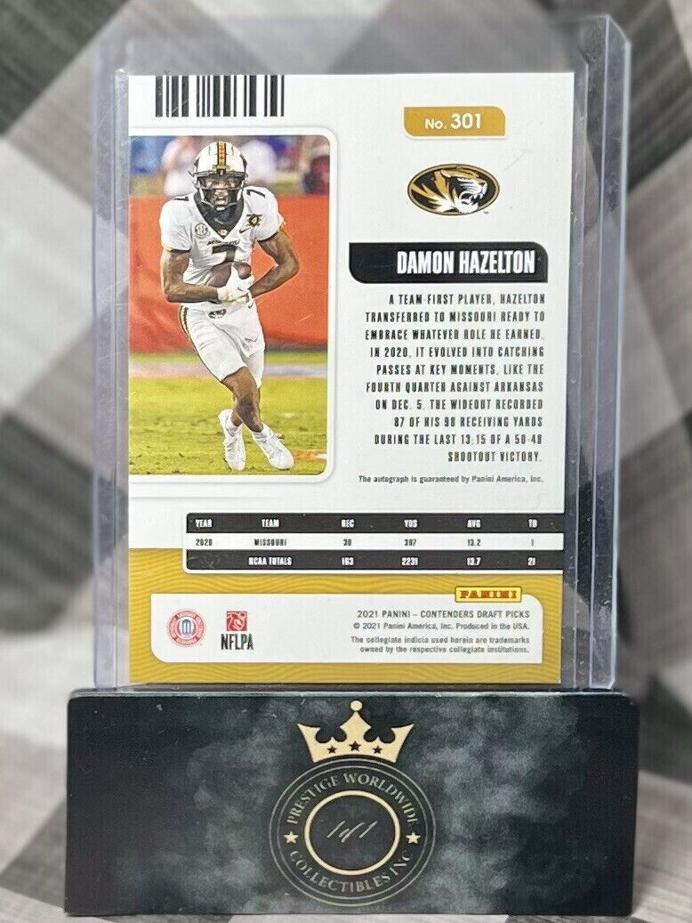 DAMON HAZELTON 2021 Panini Contenders Campus Ticket Auto /99 #301 Texans Missou
