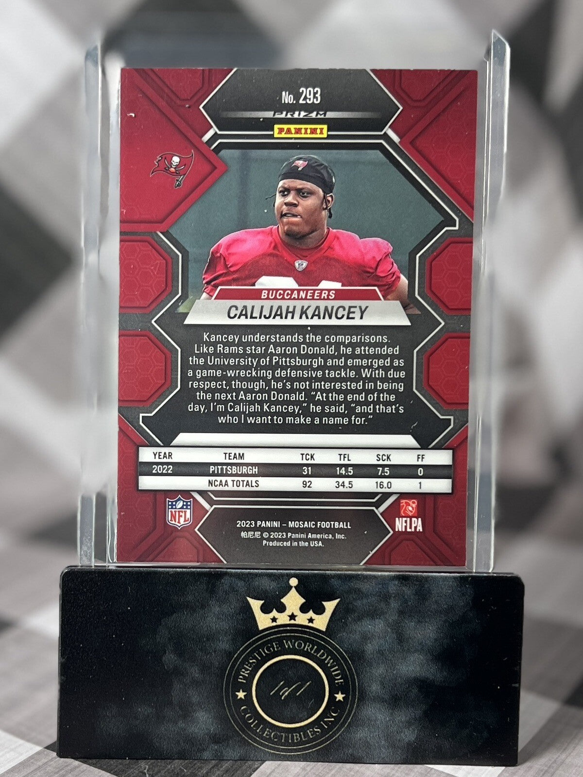 Calijah Kancey 2023 Mosaic Pink Camo Prizm Rookie #293 Tampa Bay Buccaneers RC