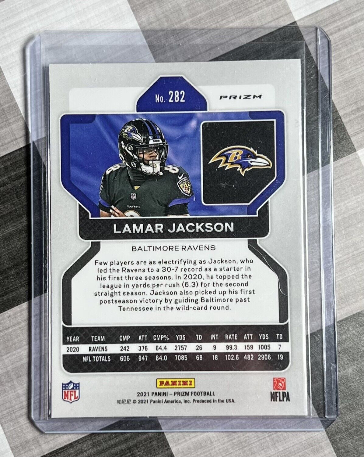 Lamar Jackson RED WHITE BLUE 2021 Panini Prizm Football #37 Baltimore Ravens RWB