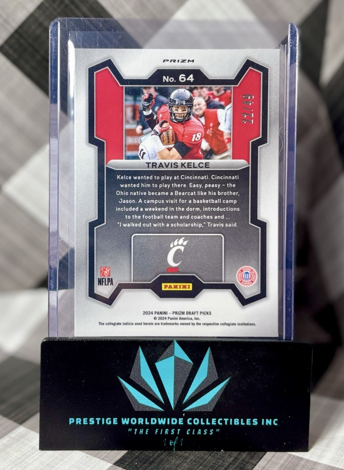 Travis Kelce 2024 Panini Prizm Draft Picks Red Flash Prizm /49 #64 KC Chiefs