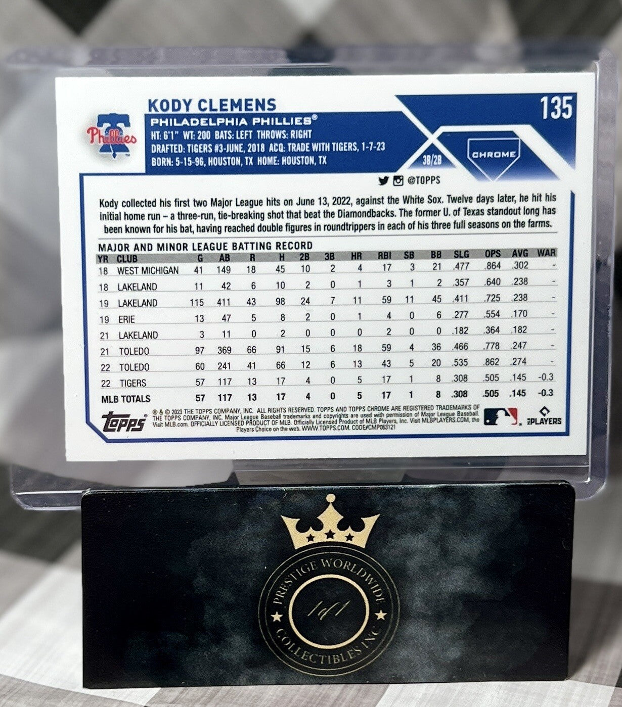 Kody Clemens 2023 Topps Chrome Rookie Reverse Negative Refractor #135 PHI
