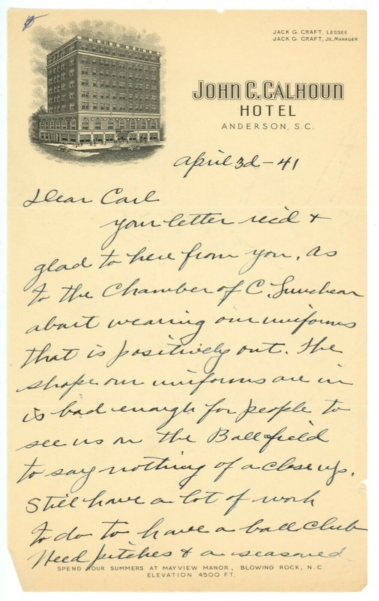 Rabbit Maranville Signed Autographed Handwritten Letter HOF