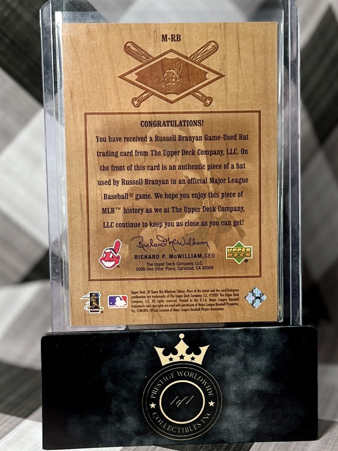 RUSSELL BRANYAN 2001 UPPER DECK SP Game Bat Milestone Edition #M-RB CLE INDIANS