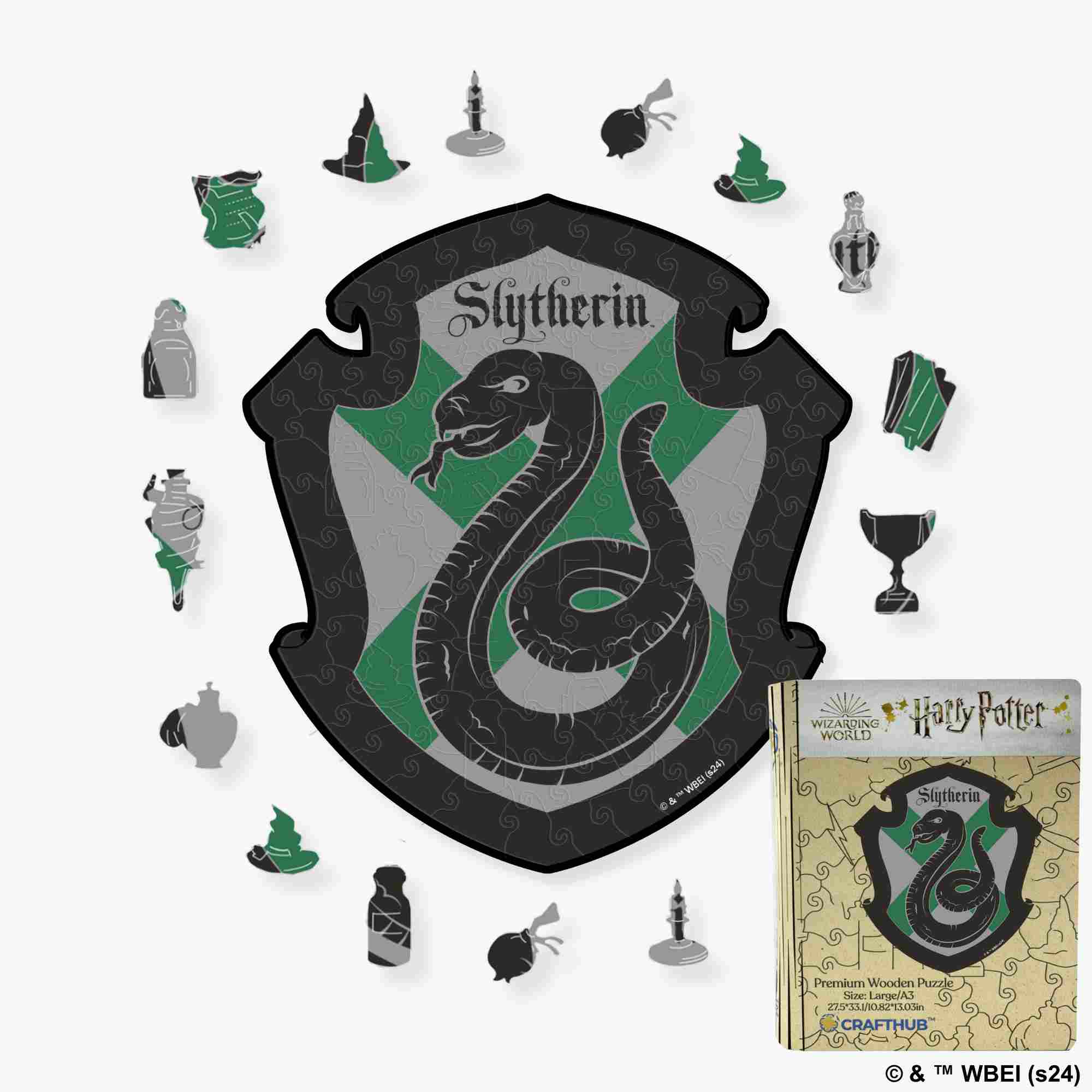 Harry Potter - Slytherin Crest - House Prides Wooden Jigsaw Puzzle