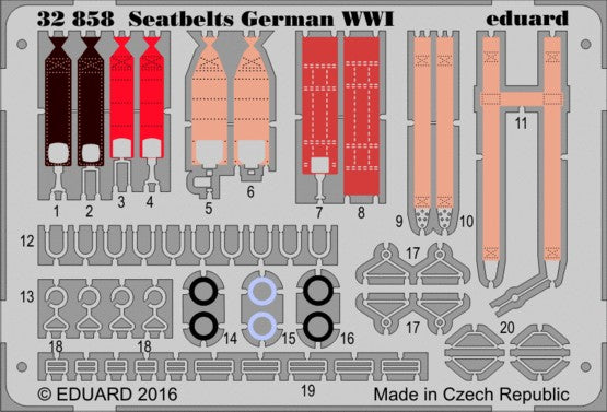 Eduard 32858 1/35 Aircraft- German WWI Seatbelts (Painted) (D)