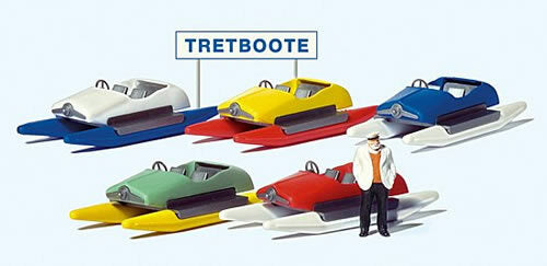 Preiser 10685 HO Scale Pedal Boat Rental w/German Sign -- 5 Boats