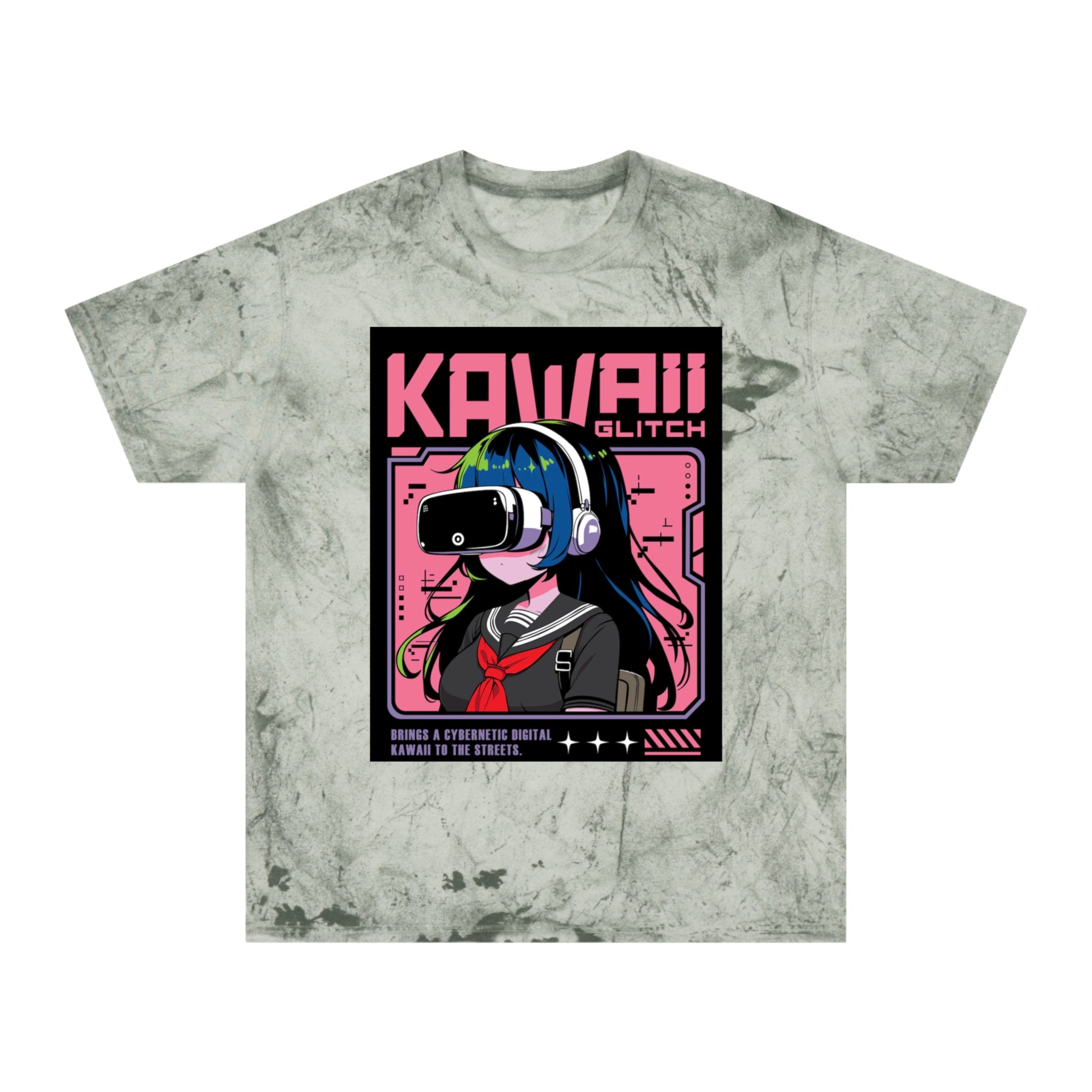 Kawaii Glitch T-Shirt, Anime Fan Apparel, Retro VR Graphic Tee, Unisex Casual Wear, Gamer Gift, Unique Color Blast Shirt