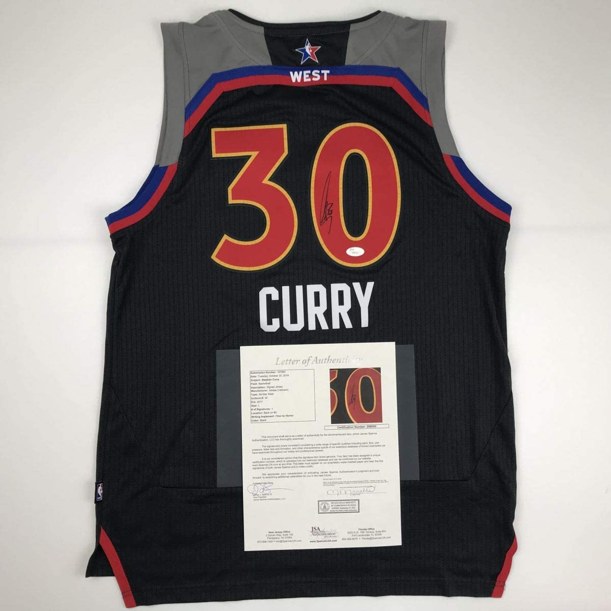 Autographed/Signed Stephen Steph Curry Black NBA All-Star Game Basketball Jersey JSA COA/LOA