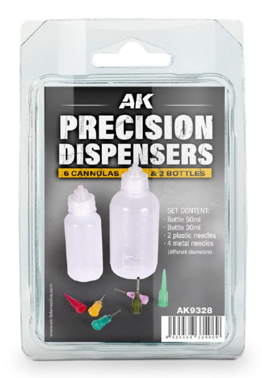 AK Interactive 9328 Precision Dispensers: 50ml & 30ml Empty Bottles, 2 Plastic &