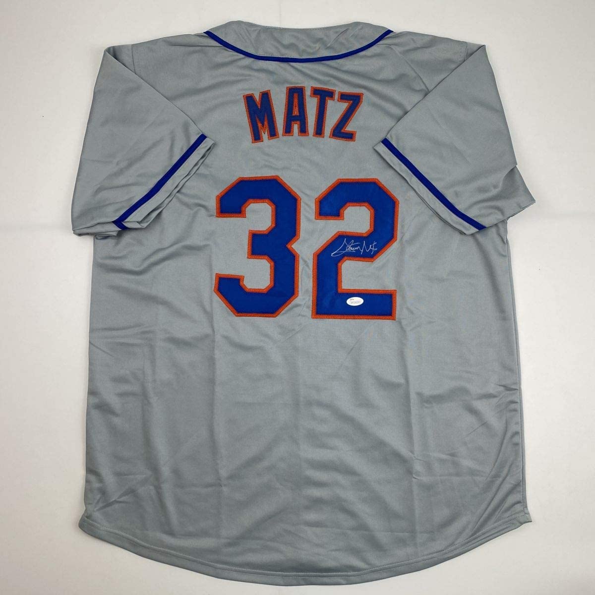 Autographed/Signed Steven Matz New York Grey Baseball Jersey JSA COA