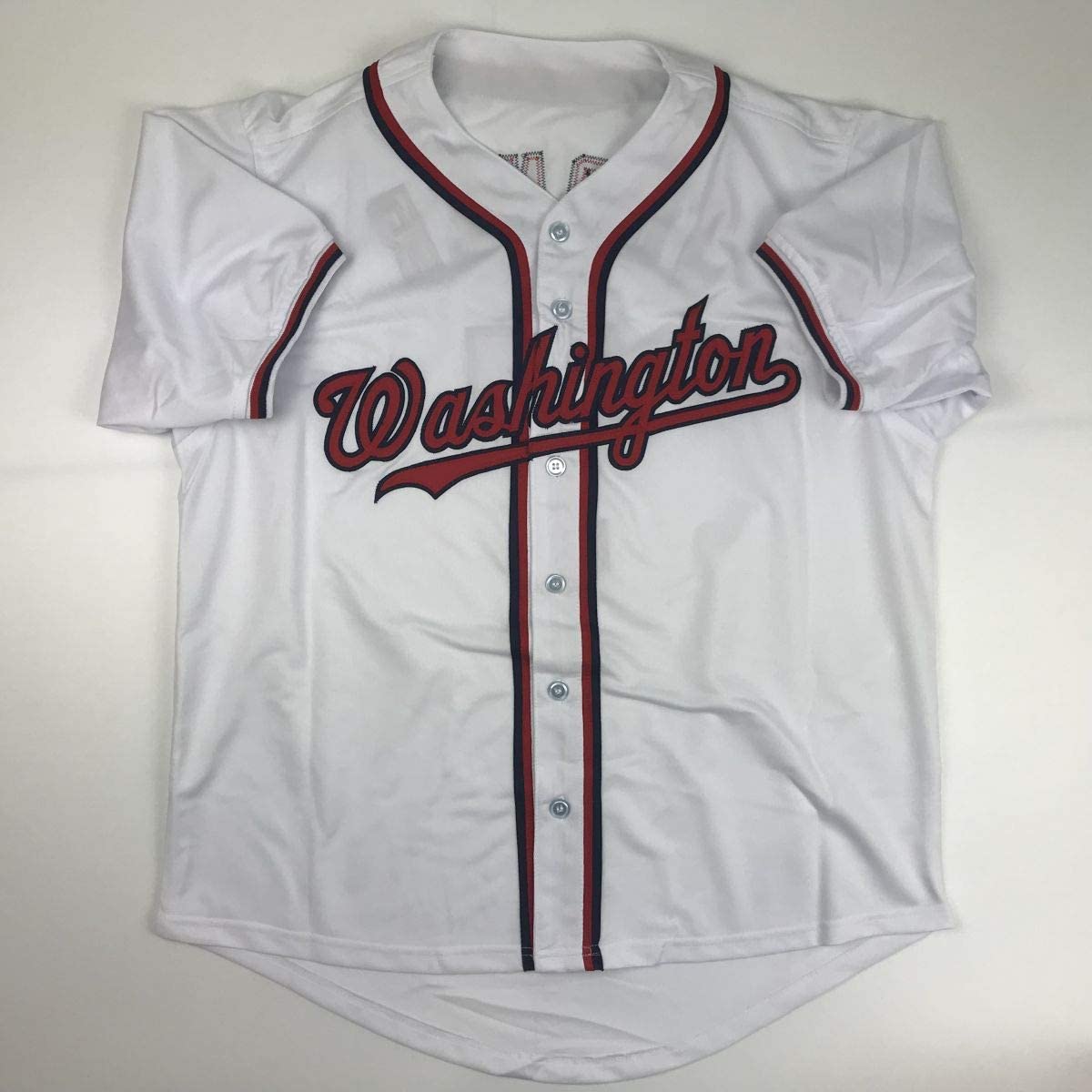 Autographed/Signed Trea Turner Washington White Baseball Jersey JSA COA