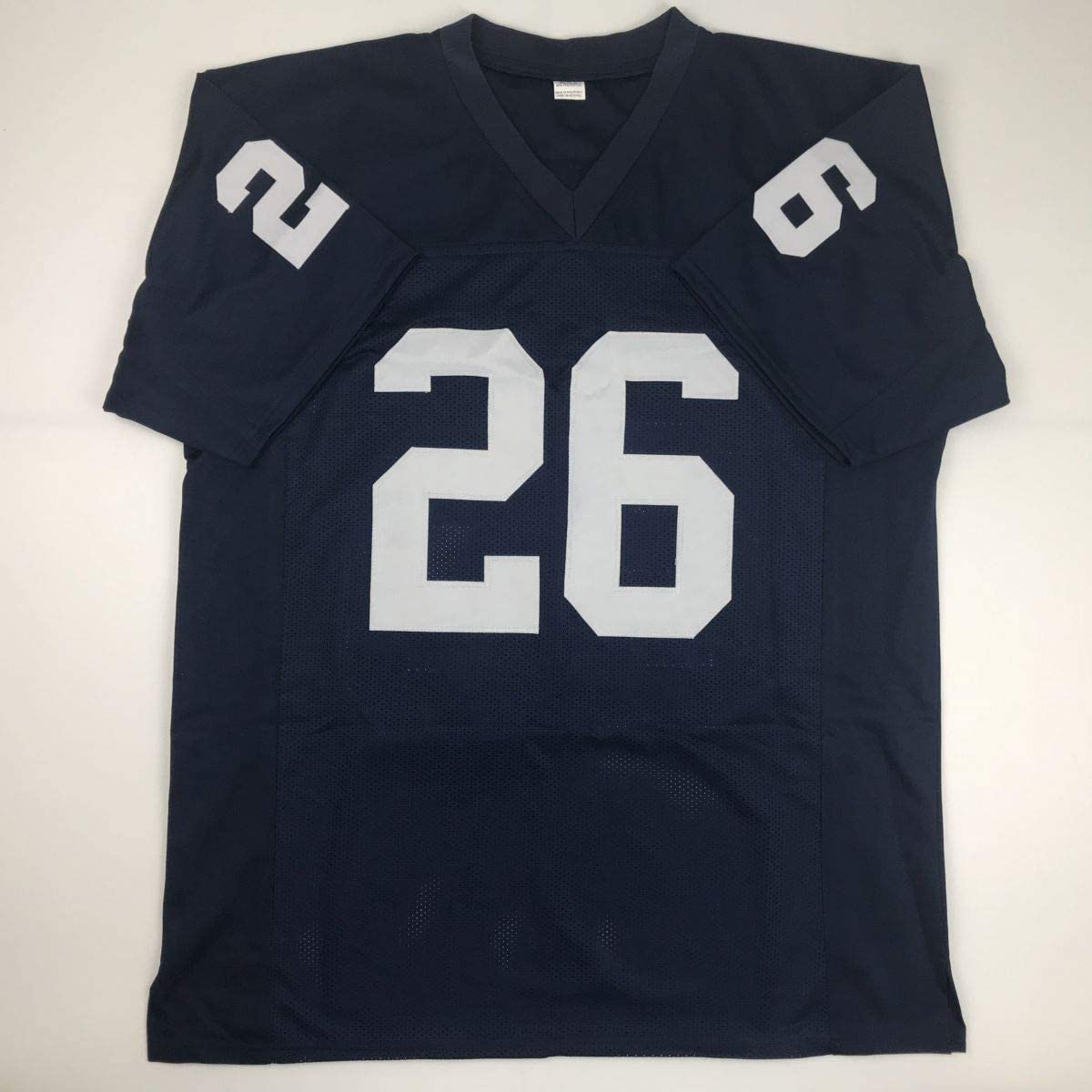 Autographed/Signed Saquon Barkley Penn State Blue College Football Jersey Beckett BAS COA