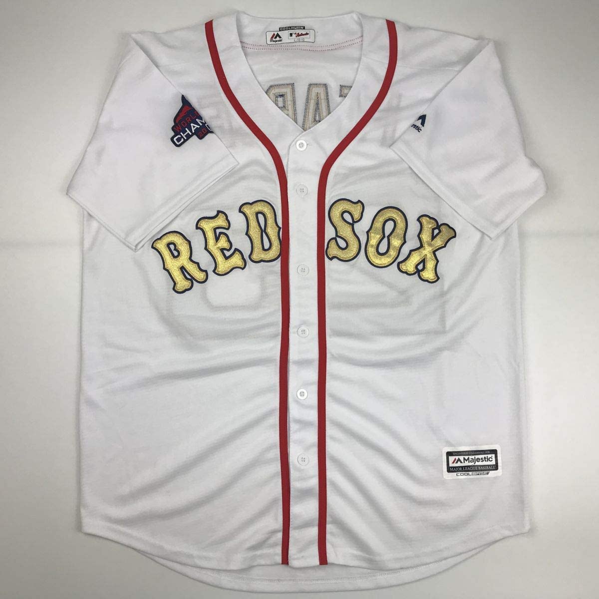Autographed/Signed Steve Pearce Boston World Series MVP White Baseball Jersey PSA/DNA COA