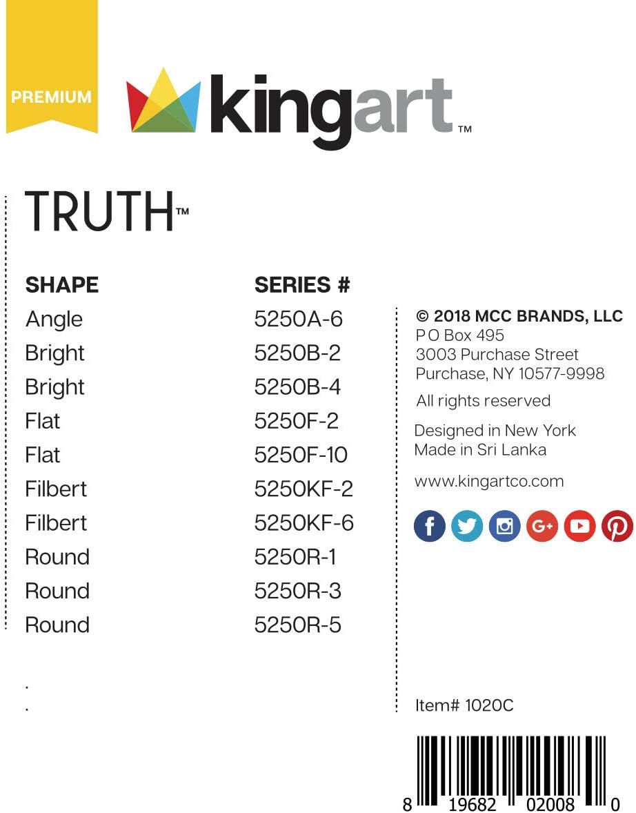 White Nylon Long Handle Oil & Acrylic Brushes 10 pc