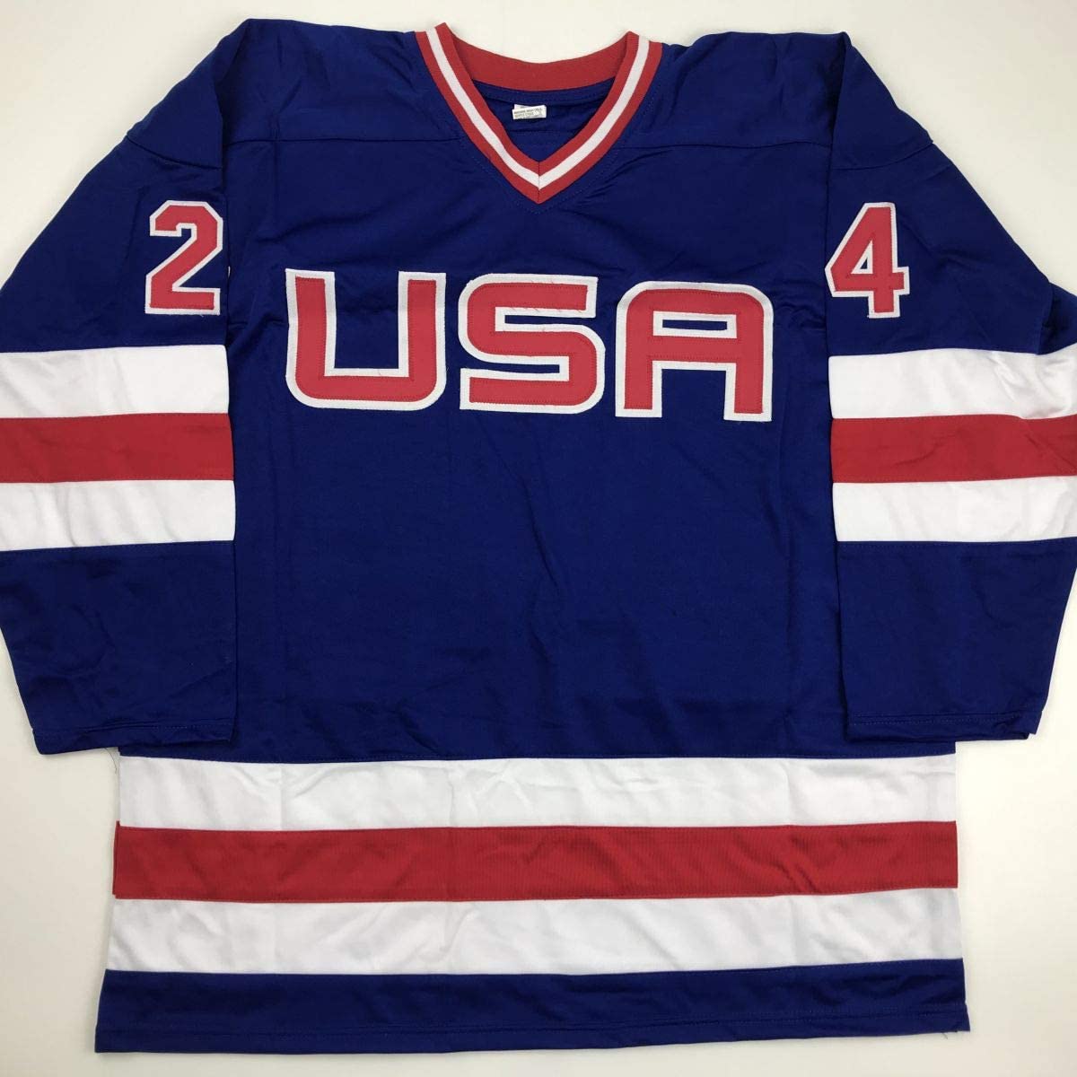 Autographed/Signed Rob McClanahan Blue Team USA Miracle On Ice 1980 Olympics Hockey Jersey JSA COA