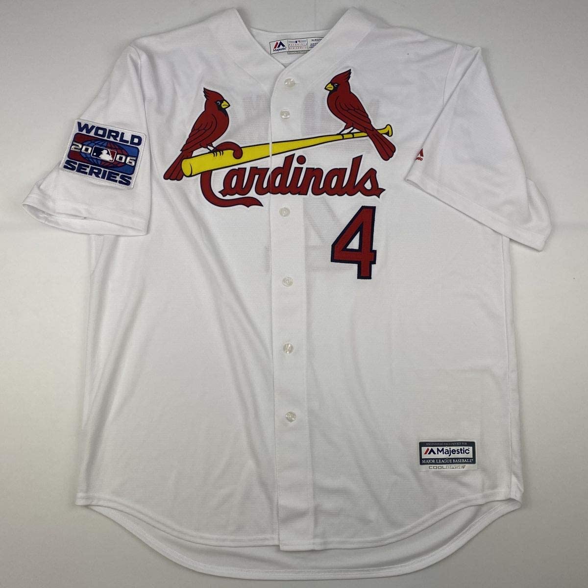 Autographed/Signed Yadier Molina St. Louis White Baseball Jersey JSA COA