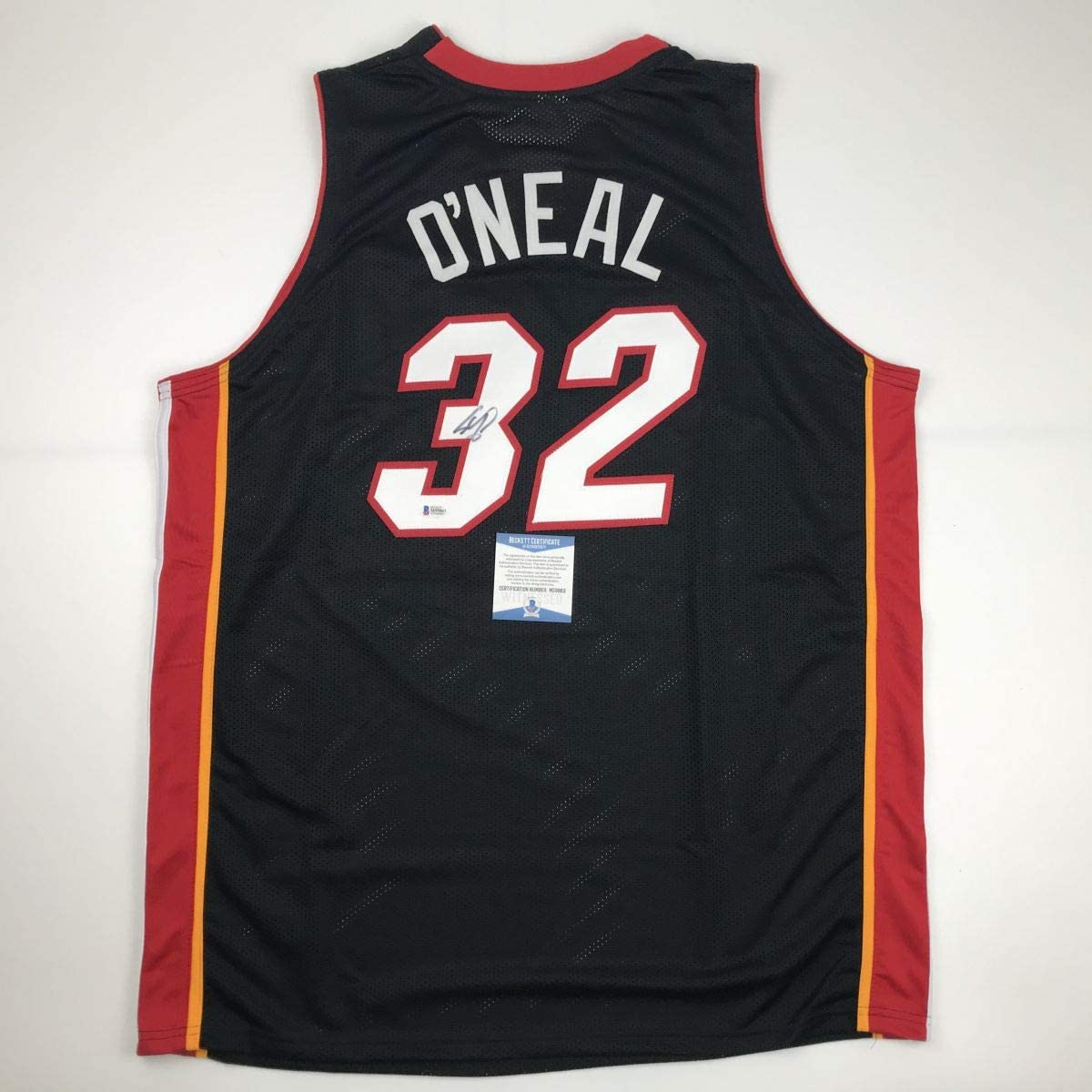 Autographed/Signed Shaquille Shaq O'Neal Miami Black Basketball Jersey Beckett BAS COA