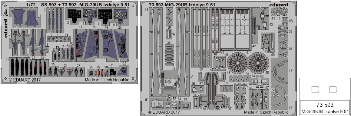 Eduard 73593 1/72 Aircraft- MiG29UB Izdelye 9.51 for TSM (Painted)