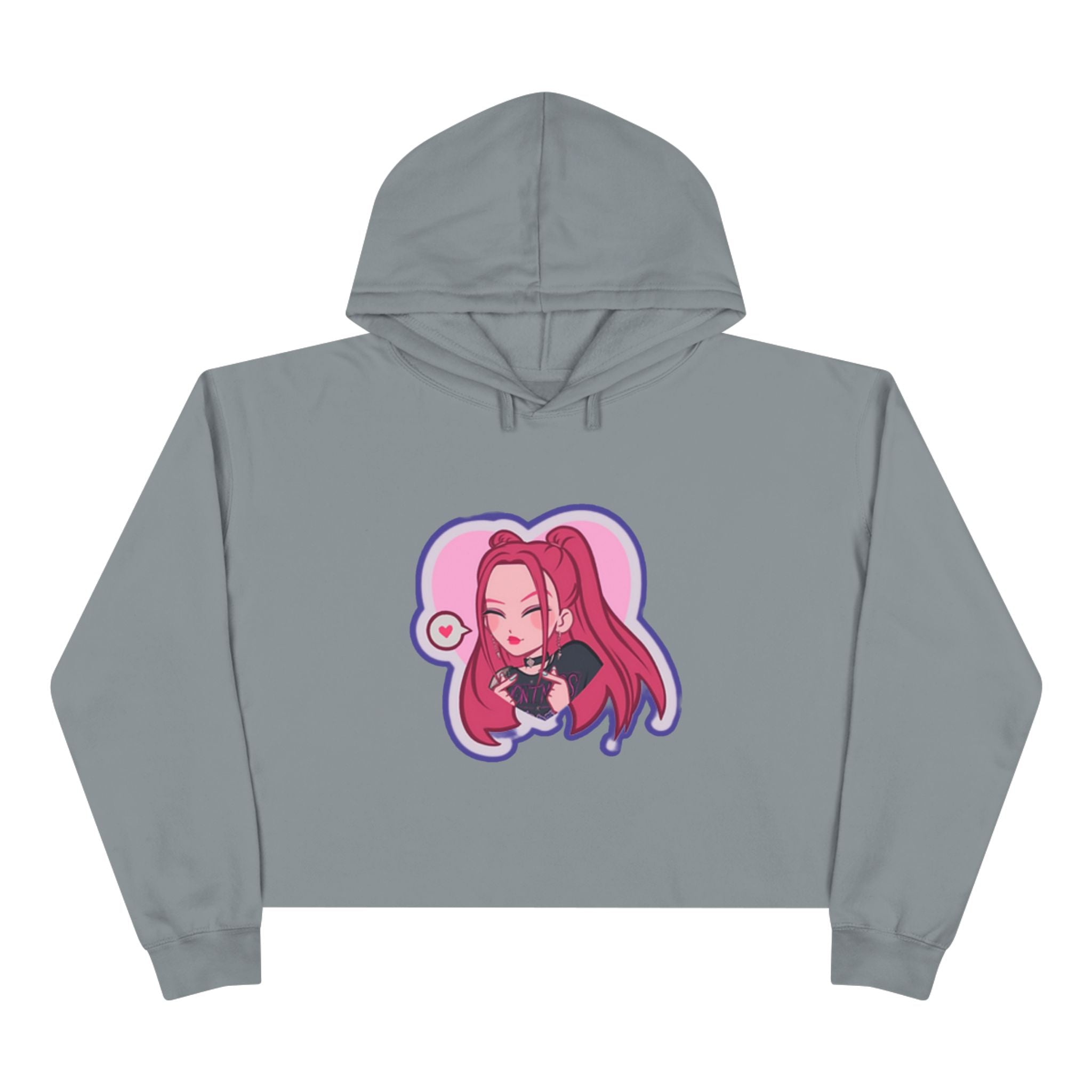 Idol style 3 Crop Hoodie, Stylish Anime Apparel, Cute Hooded Sweatshirt, Streetwear Crop Top, Trendy Women's Fashion Top