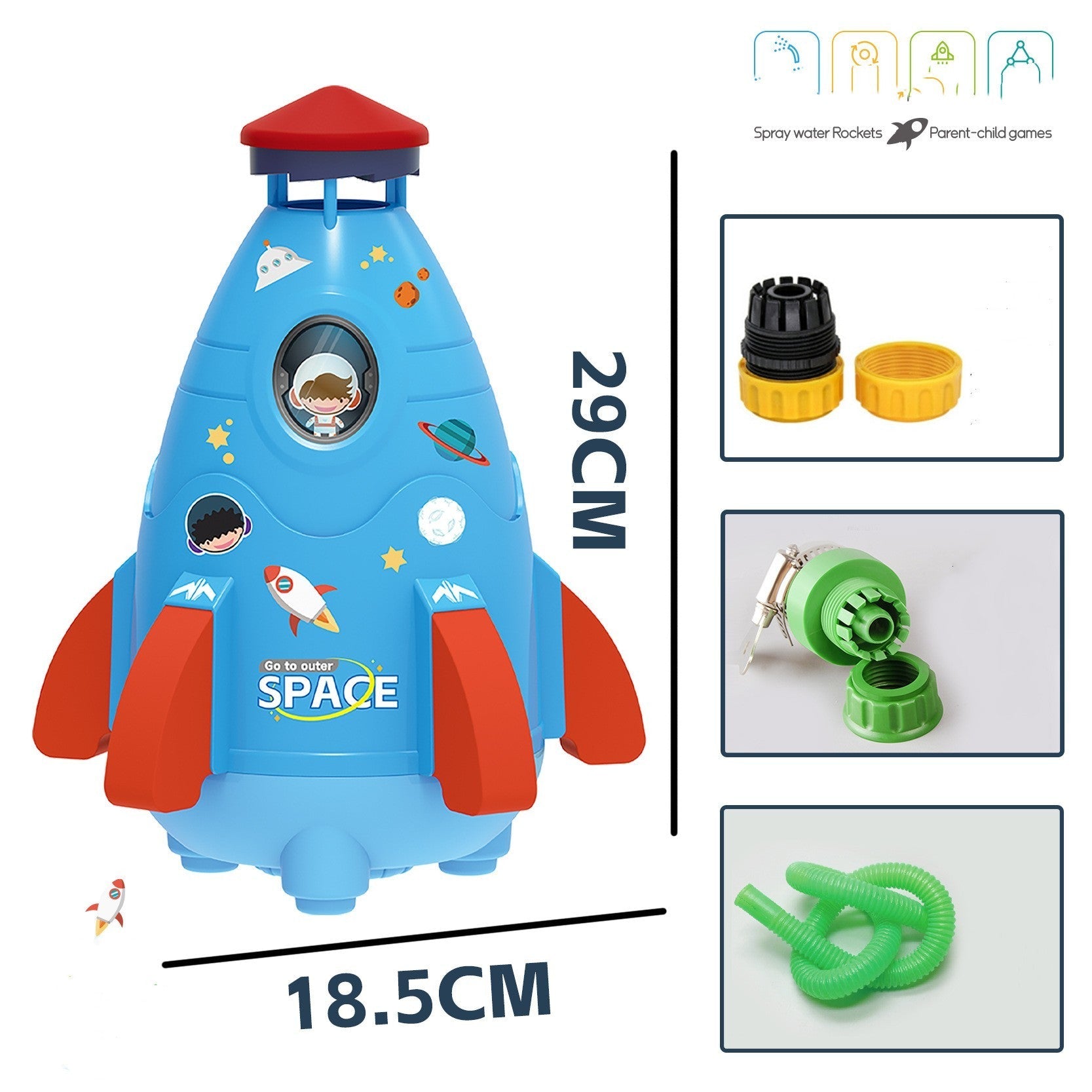 Kids Space Rocket Sprinkler – Spinning Water Spray Toy for Outdoor Fun