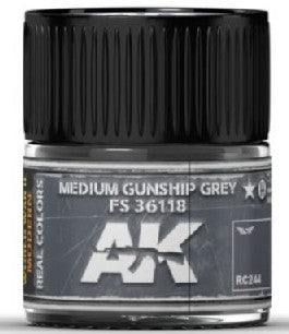 AK Interactive RC244 Real Colors: Medium Gunship Grey FS36118 Acrylic Lacquer Paint 10ml Bottle