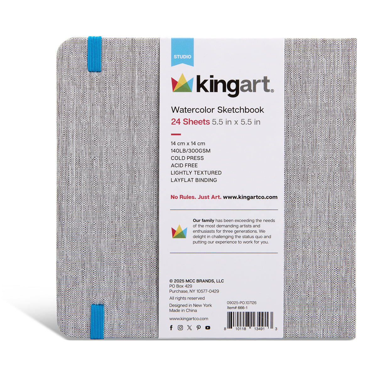 Hardcover Watercolor Paper Sketchbook 5.5x5.5 24 Pages