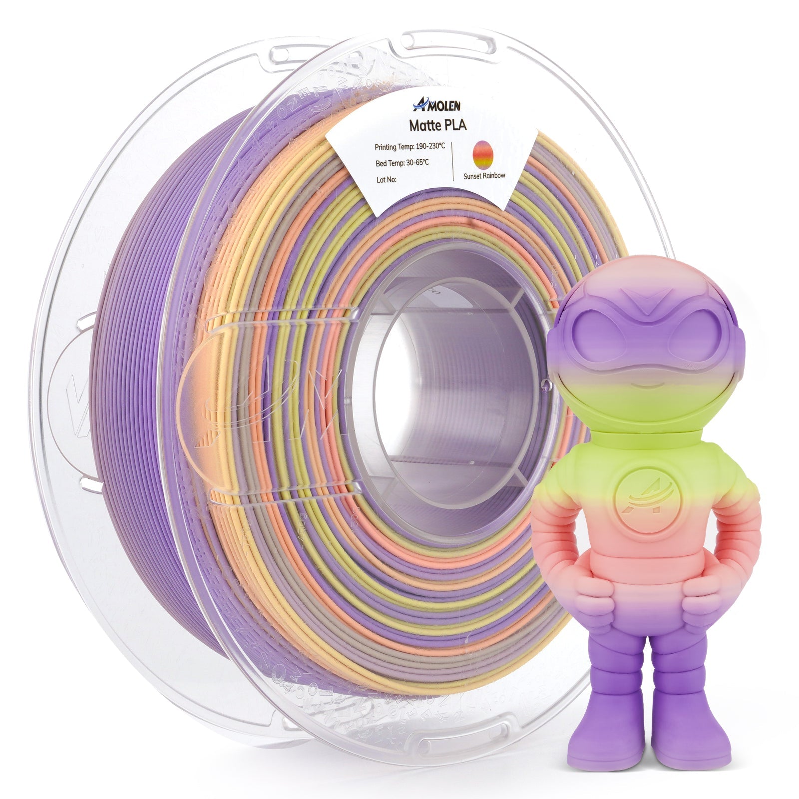 PLA Matte Rainbow Filament 1.75mm, 1KG/2.2LB