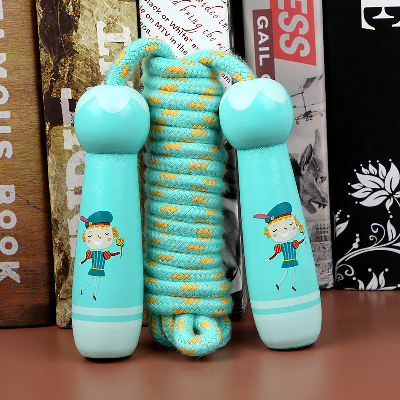 Wooden Skipping Rope for Kids – Fun Fitness Toy with Cute Cartoon Handles
