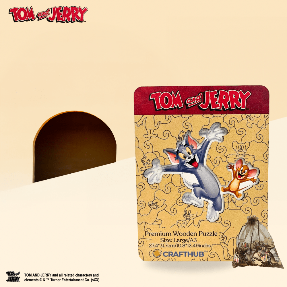 Cheerful Tom & Jerry Wooden Jigsaw Puzzle