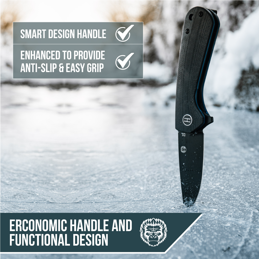 The Peasant Folding Pocket Knife Giftset for Men and Women (Black and Blue)