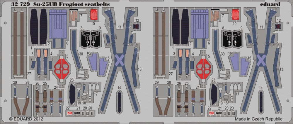 Eduard 32729 1/32 Aircraft- Su25UB Frogfoot B Seatbelts for TSM (Painted)