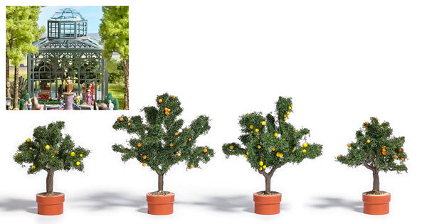 Busch 6619 A Scale Potted Orange Trees -- 1-3/4 to 2-1/4" 4.5 to 5.8cm pkg(4)