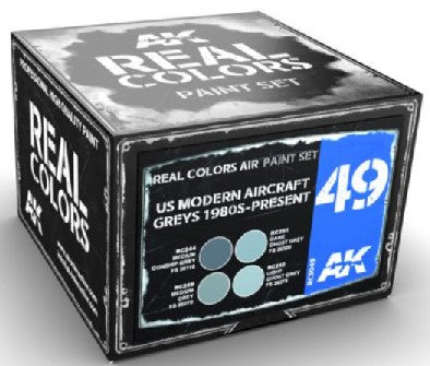 AK Interactive RCS49 Real Colors: US Modern Aircraft 1980s-Present Acrylic Lacquer Paint Set (4) 10ml Bottles