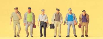 Preiser 14086 HO Scale Passengers -- Male Commuters on Way to Train pkg(6)