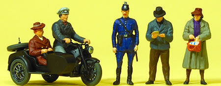 Preiser 10565 HO Scale Pedestrians -- Pedestrians, Passengers & Motorcycle