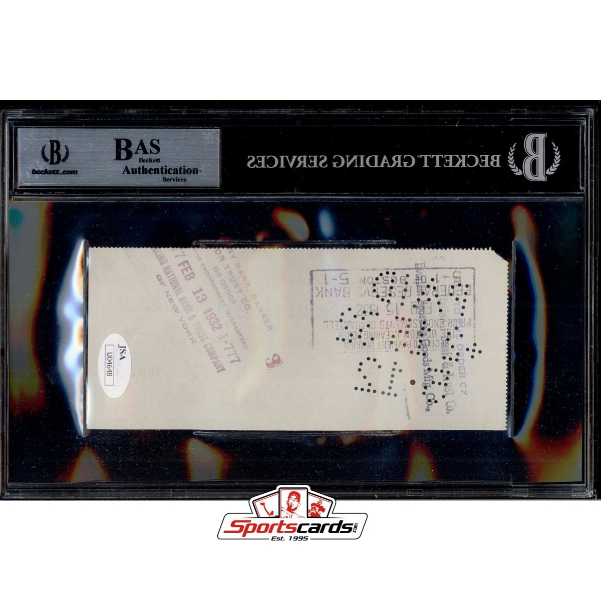 Jack Sharkey Signed Autographed Check BGS JSA