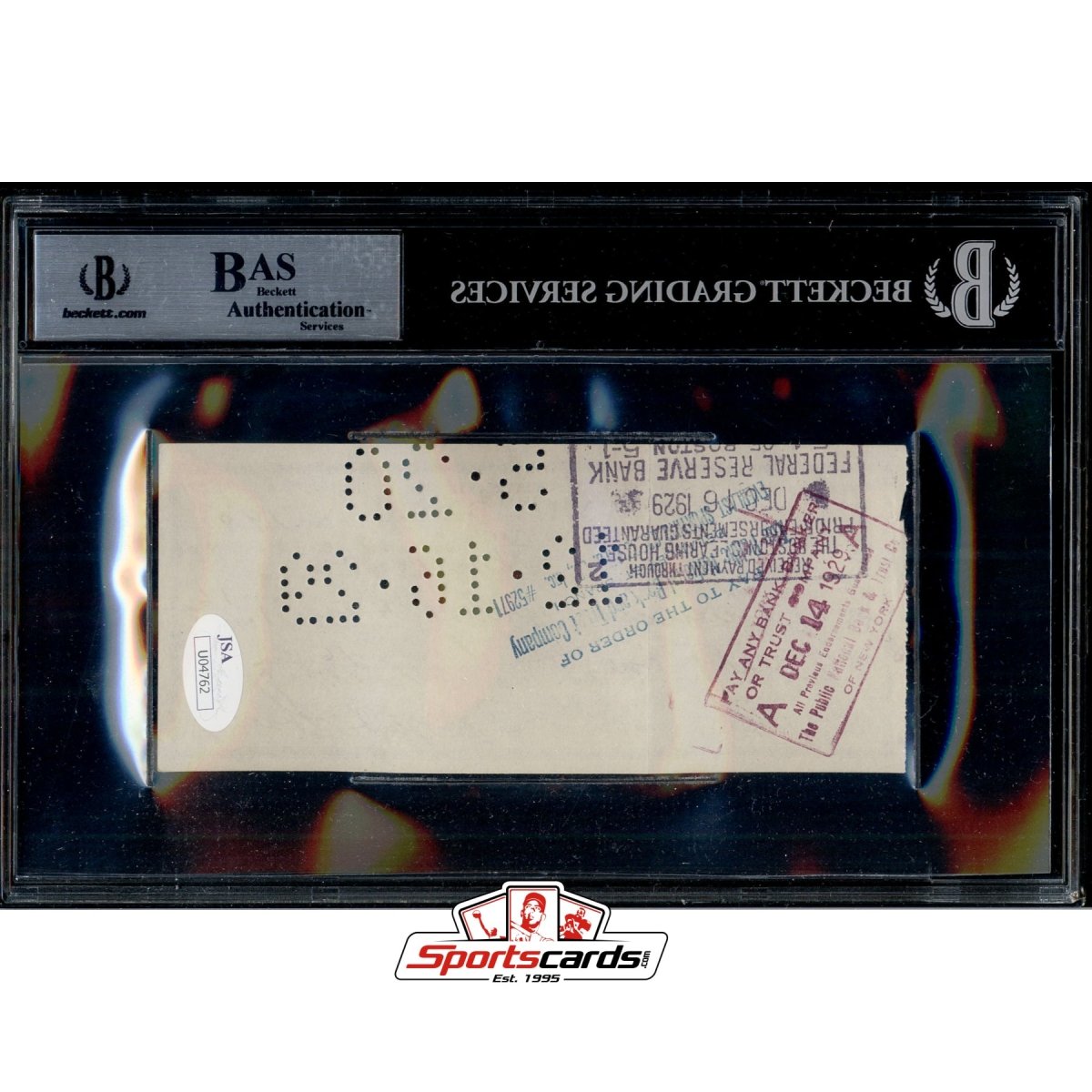 Jack Sharkey Signed Autographed Check BGS JSA