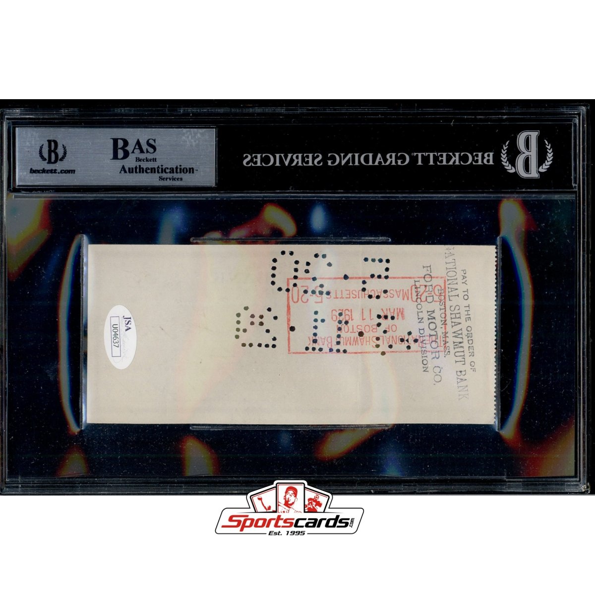 Jack Sharkey Signed Autographed Check BGS JSA