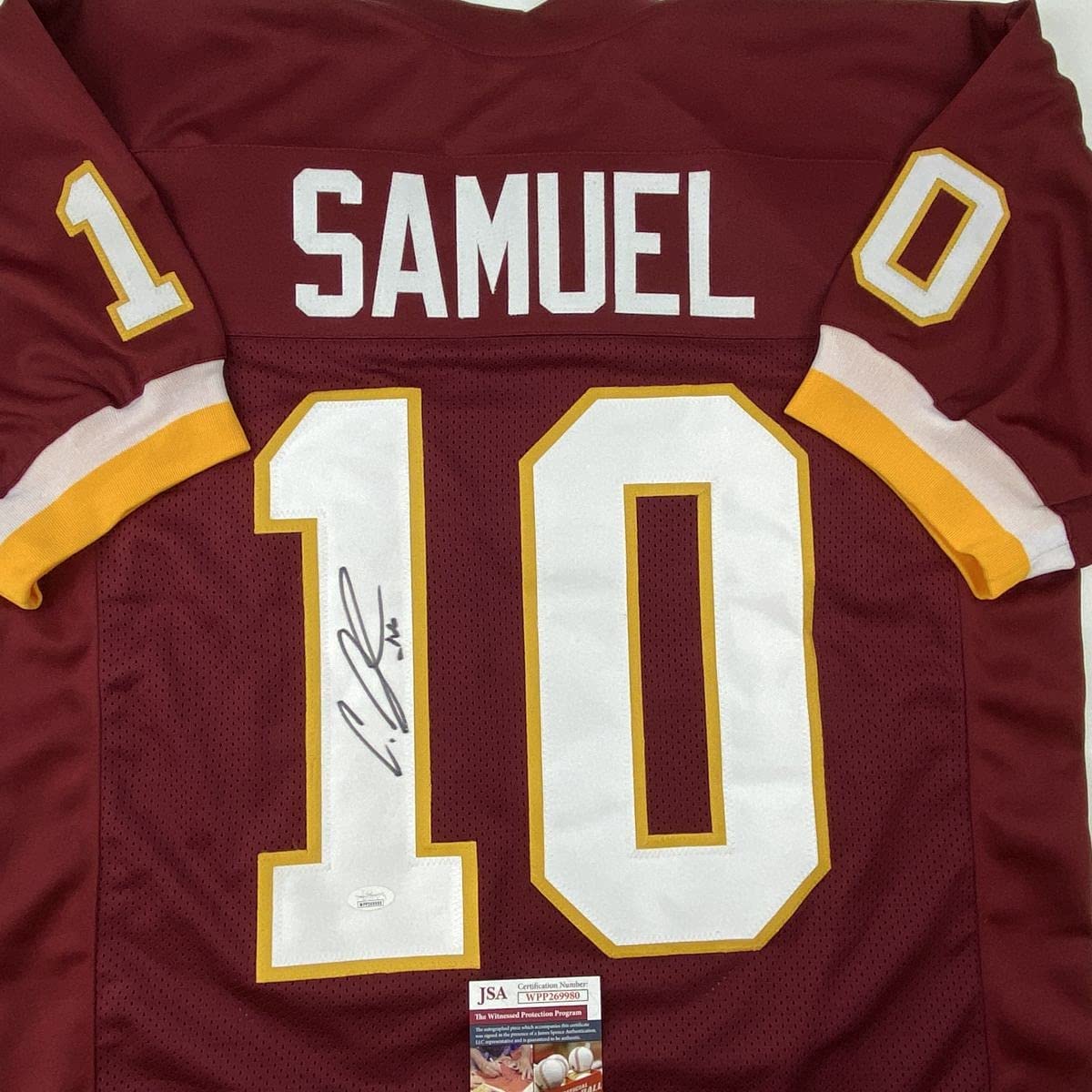 Autographed/Signed Curtis Samuel Washington Burgundy Football Jersey JSA COA
