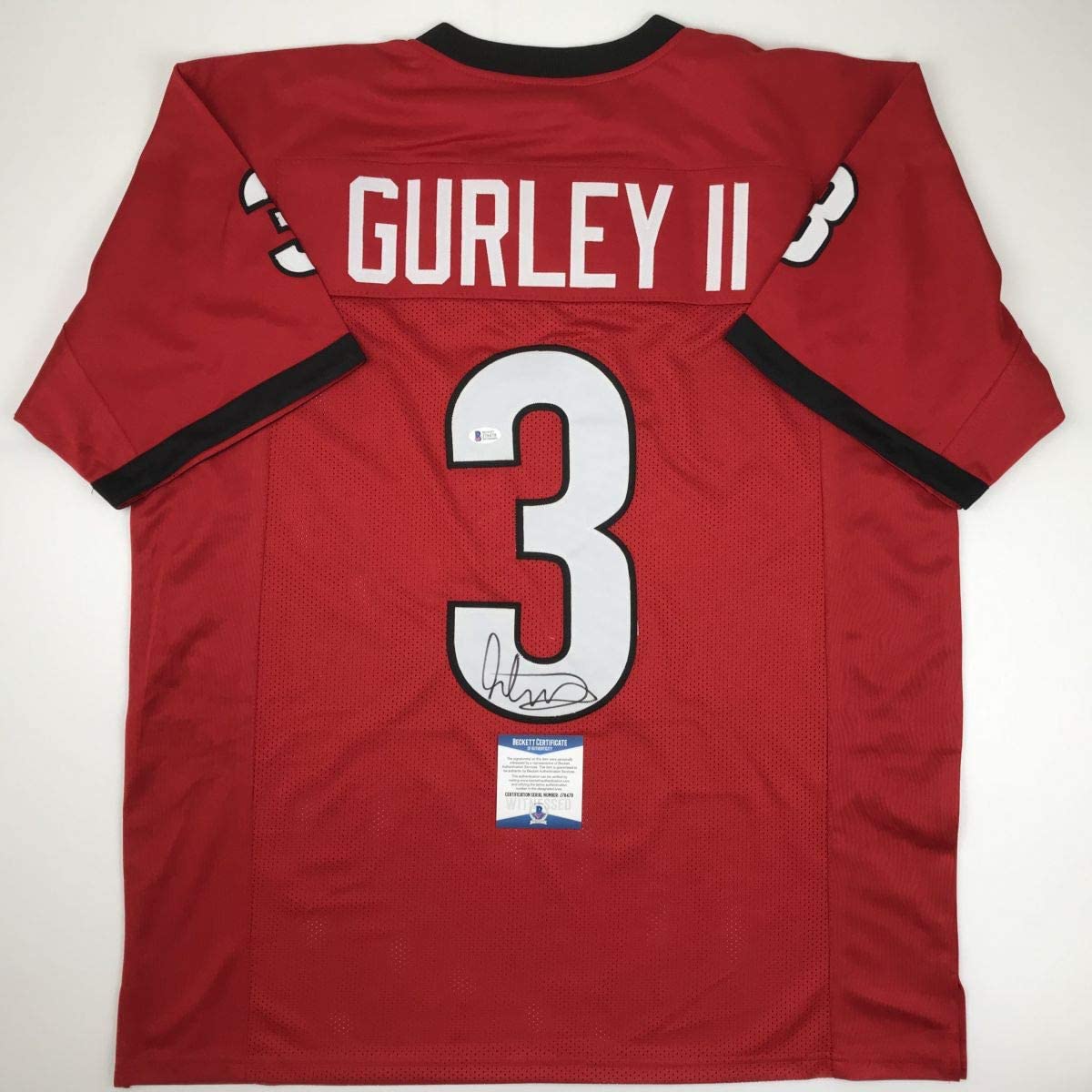 Autographed/Signed Todd Gurley Georgia Red College Football Jersey Beckett BAS COA