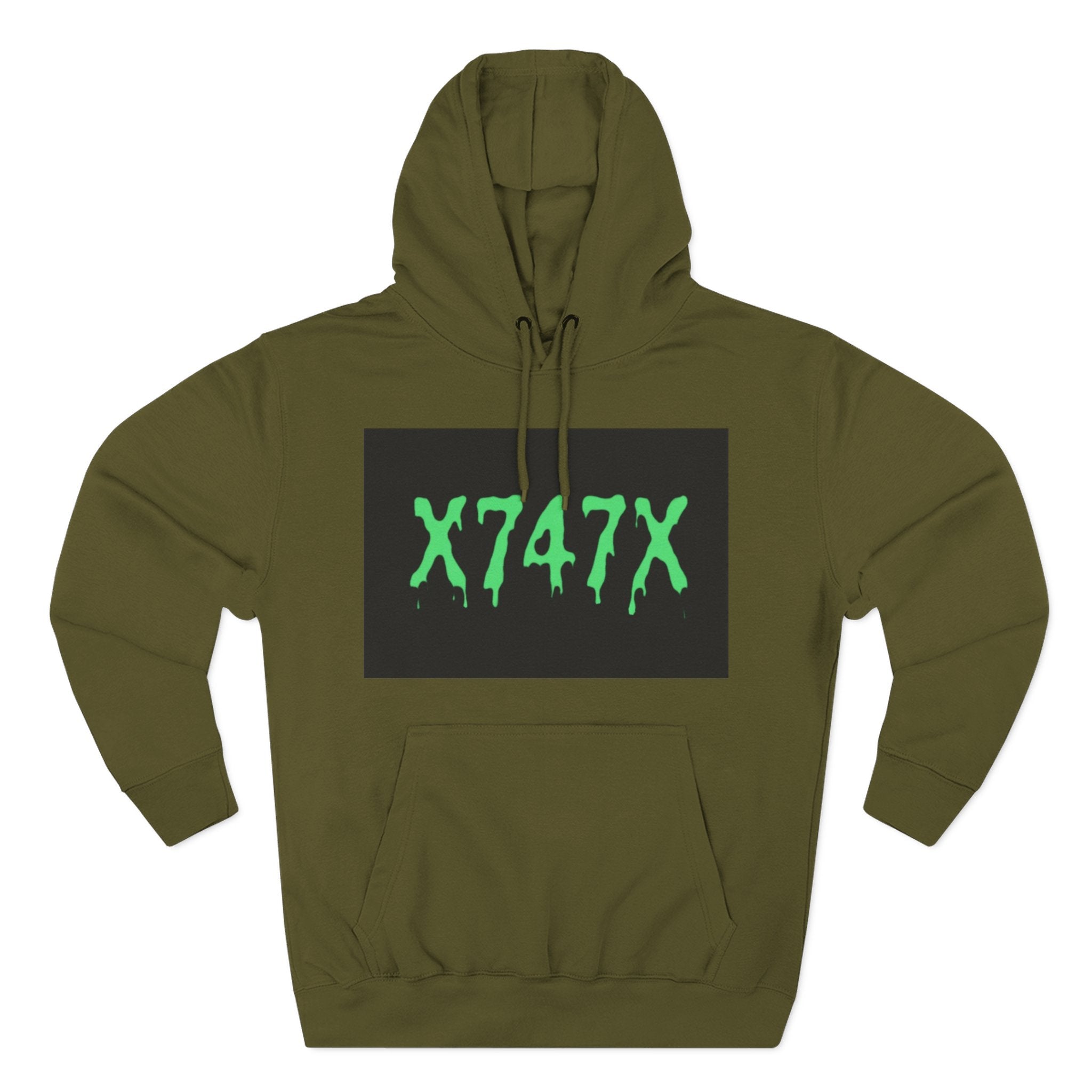 Fleece Hoodie - Neon Green X747X Skateboard Design