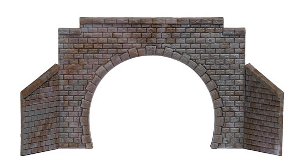 Busch 8198 N Scale Cut Stone Double-Track Tunnel Portal w/Wing Walls