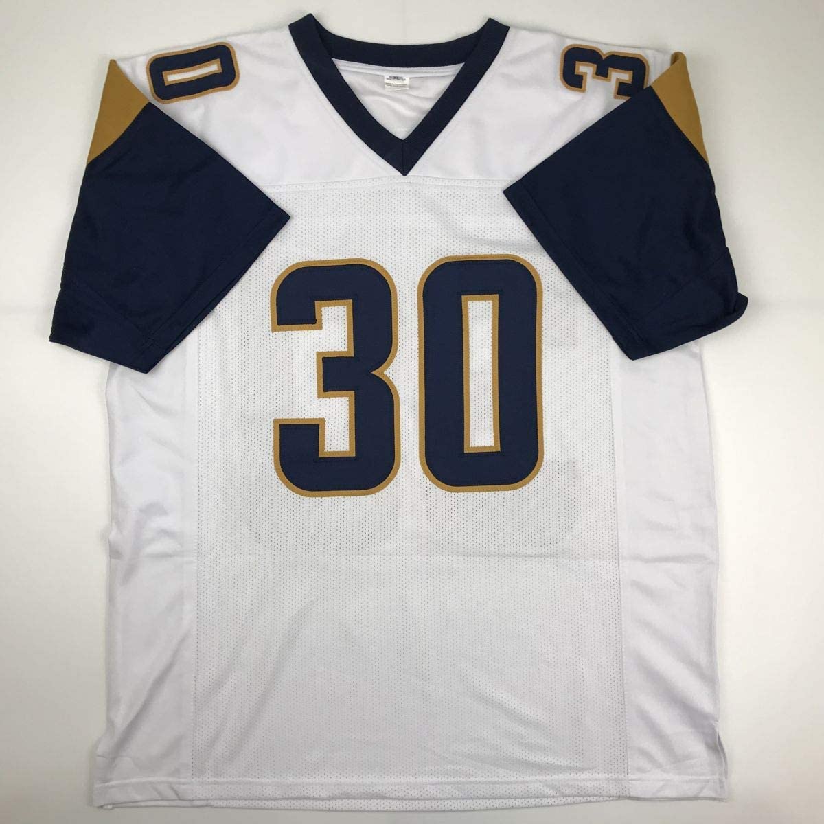 Autographed/Signed Todd Gurley II Los Angeles LA White Football Jersey Beckett BAS COA