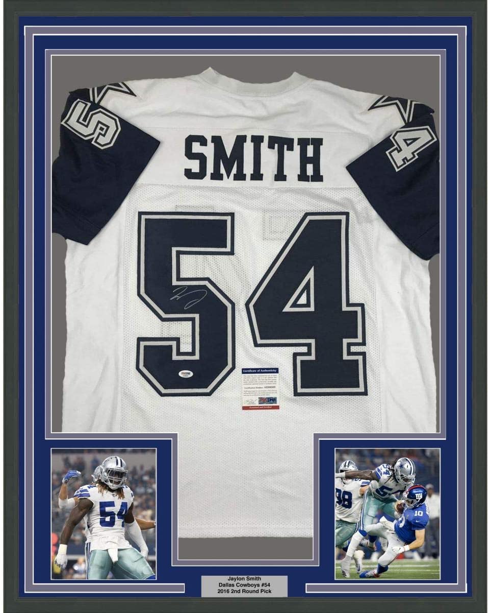 Framed Autographed/Signed Jaylon Smith 35x39 Dallas Color Rush Football Jersey PSA/DNA COA