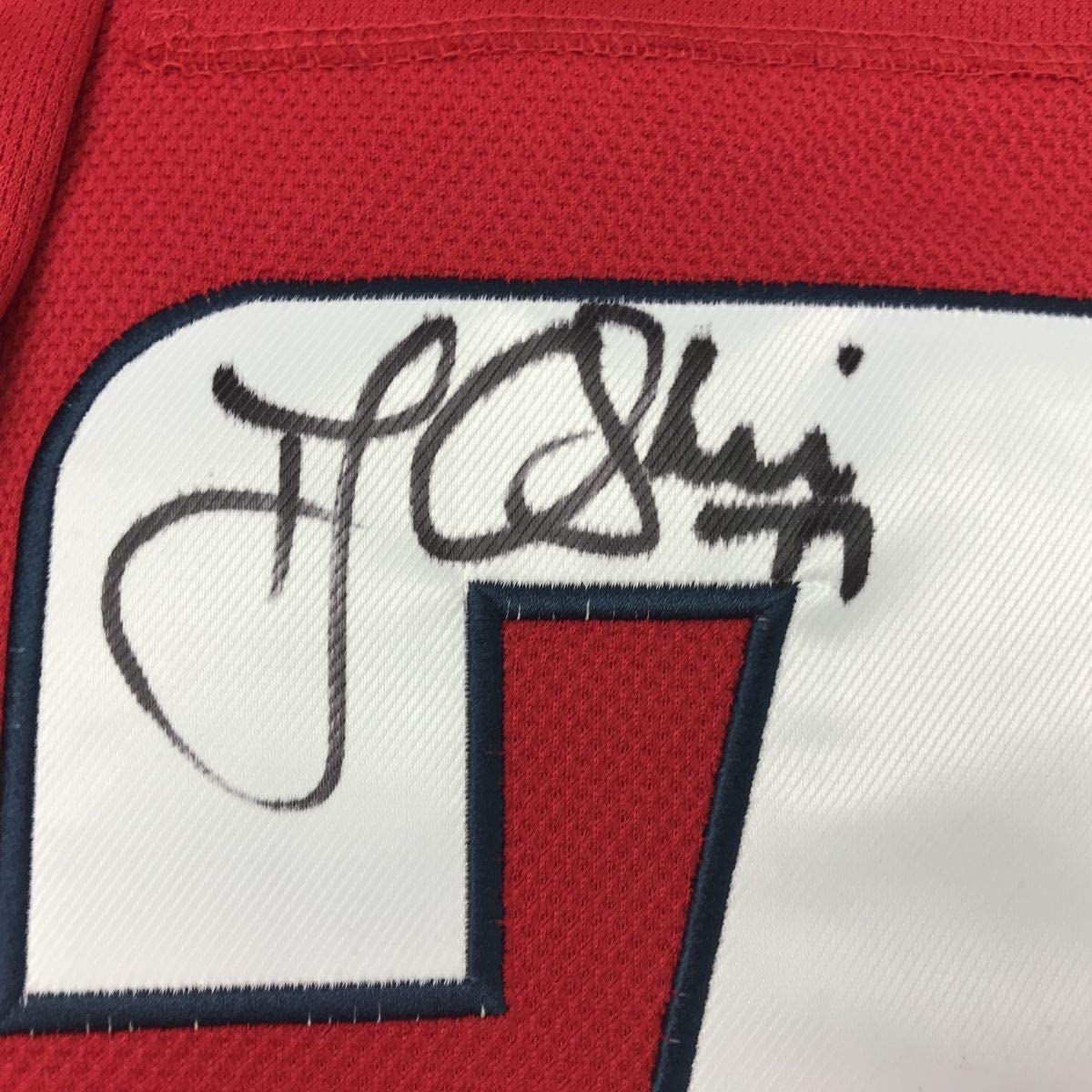 Autographed/Signed TJ T.J. Oshie Washington Red Hockey Jersey JSA COA